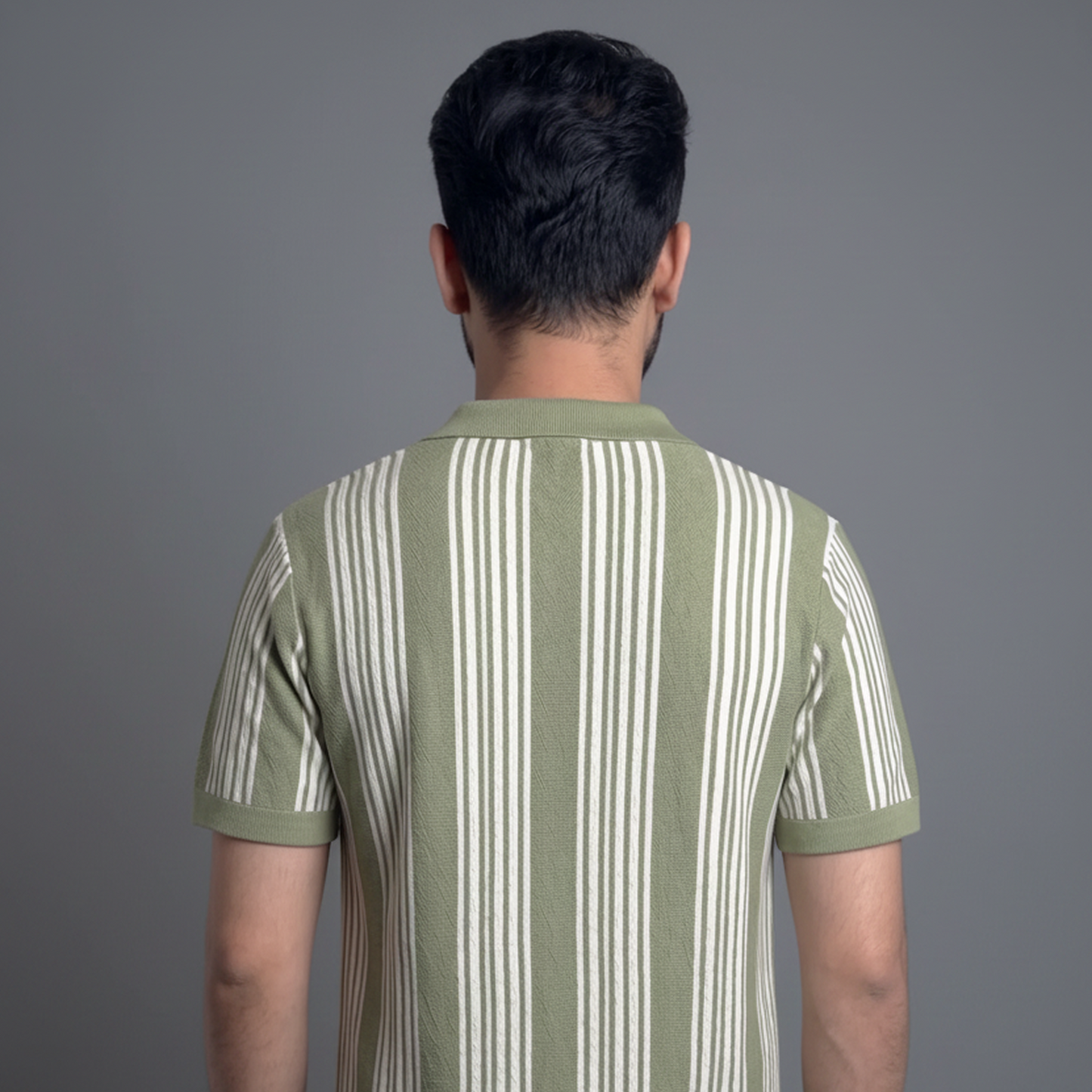Olive Stripe Short Sleeve Knit