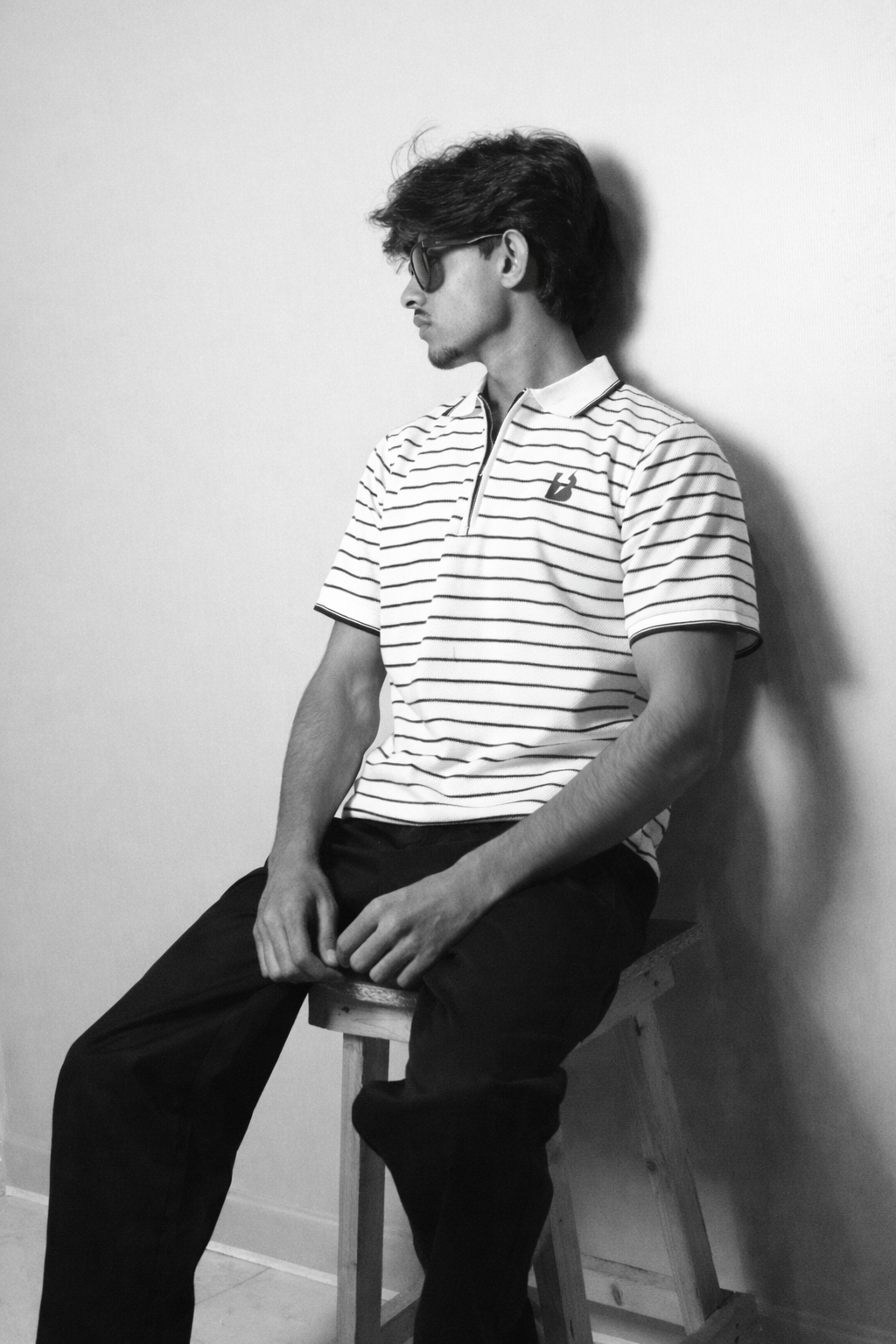 Stripped Quater zipper Polo