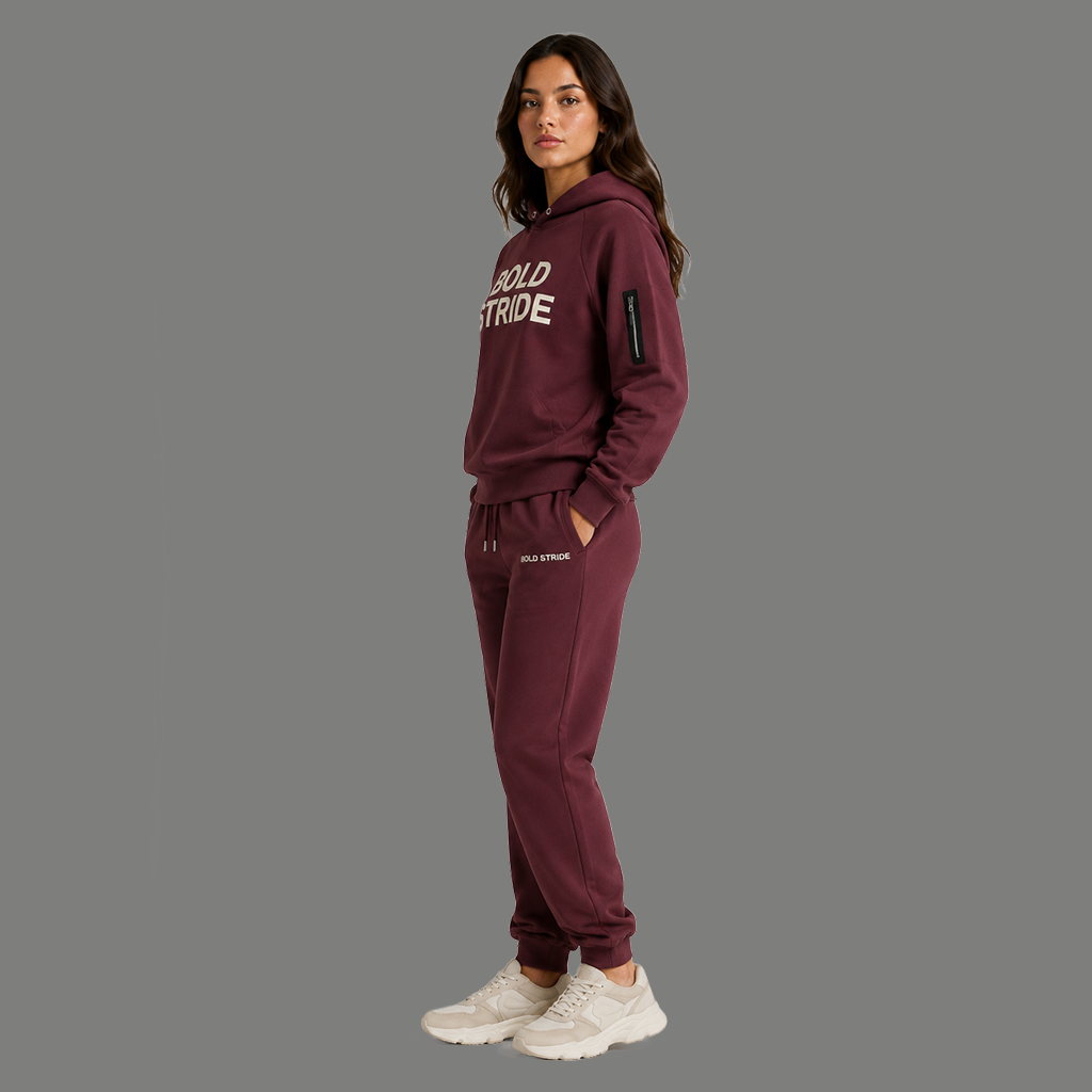 Maroon Muse Hoodie - Boldstride - styled pose