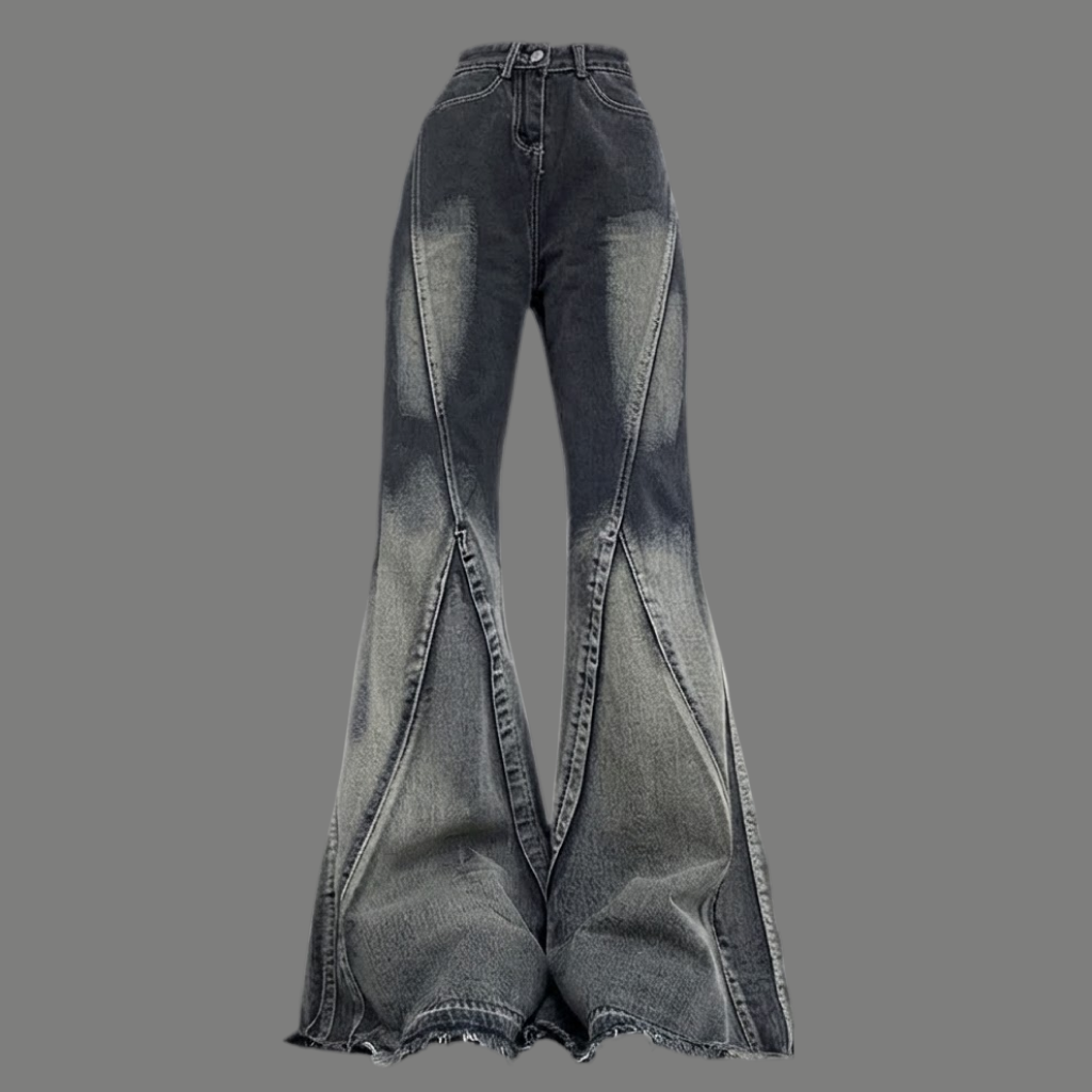 Oversized Wide Leg Paneled Flare Jeans