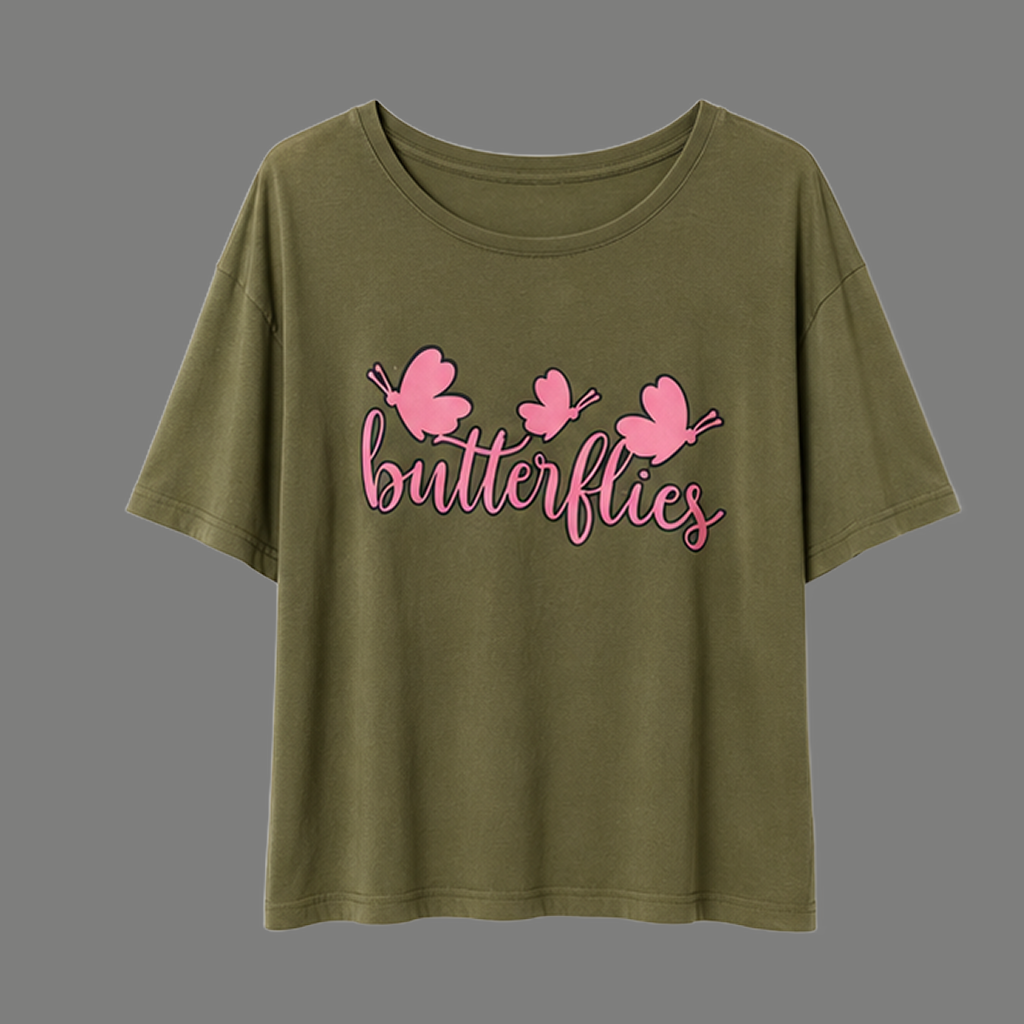 Relaxed Fit Butterfly Graphic Scoop Neck Top