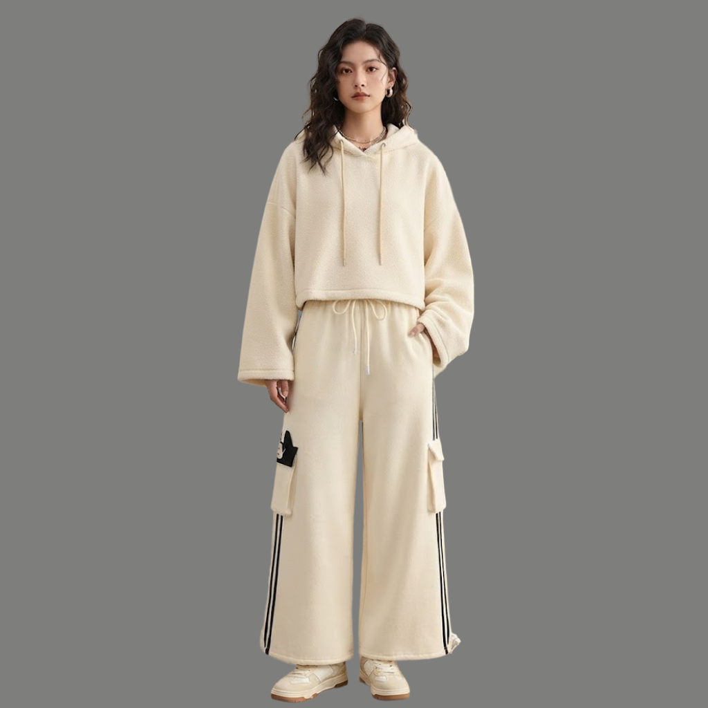 High Waist Side Stripe Pocket Wide Trousers
