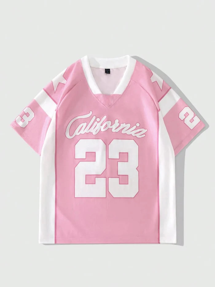 Modern Fitted Athletic Number Print Top