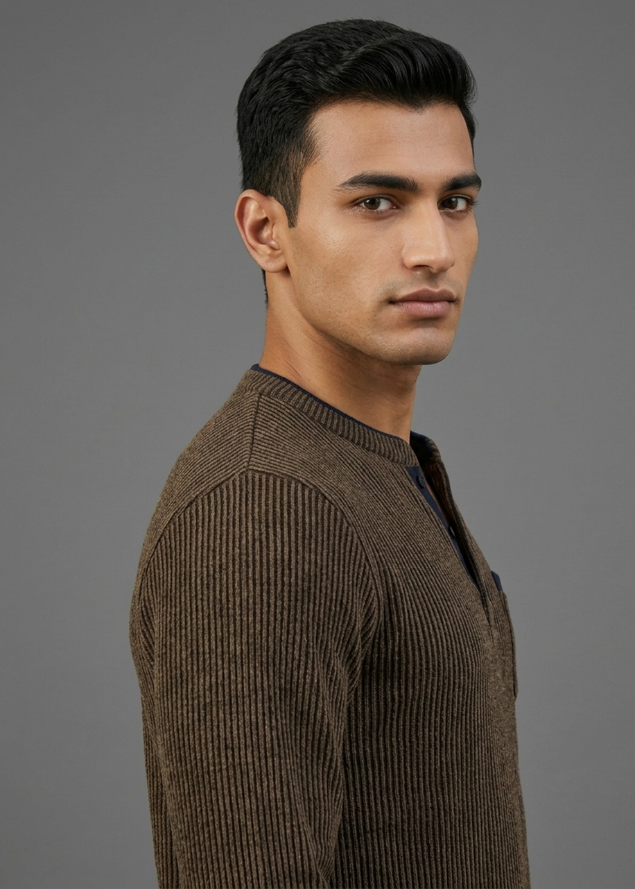Two-Tone Tech-Knit Henley