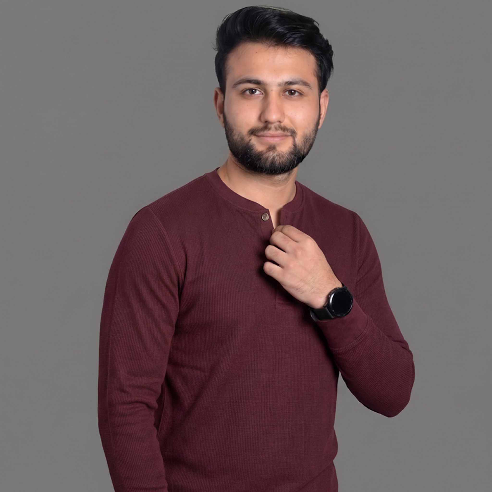 Burgundy Linear Henley