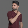 Burgundy Textured Knitted Polo