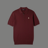 BURGUNDY DROP NEEDLE ZIP POLO SHIRT