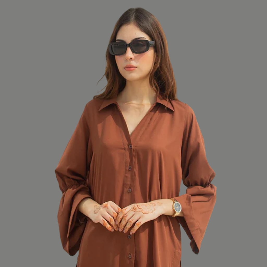 Brown Two Piece Dress Co Ord Sets