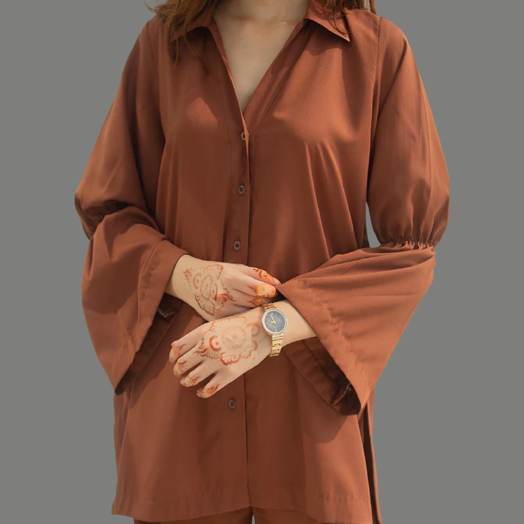 Brown Two Piece Dress Co Ord Sets