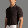 Brown Waffle Knitted Polo Shirt - Brown Johnny Collar Style