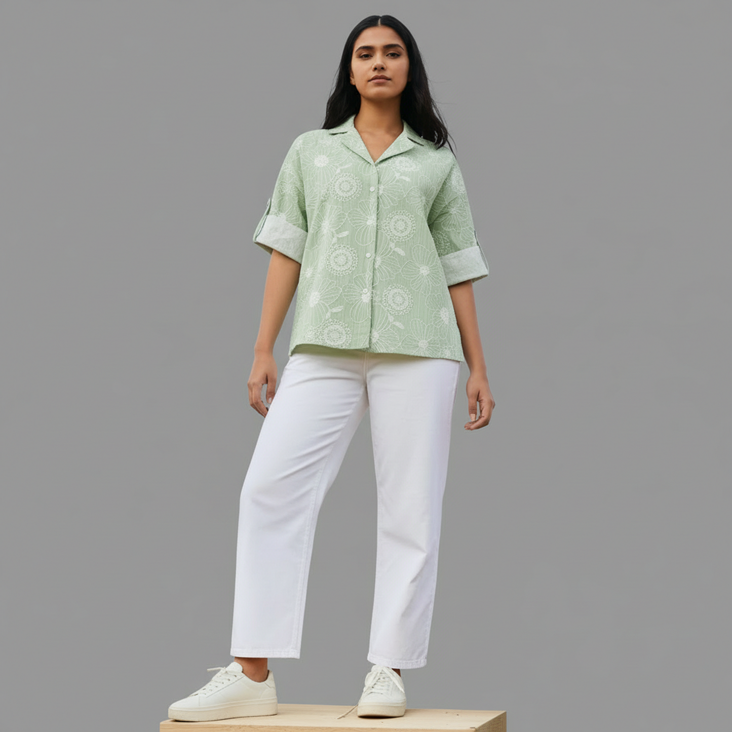 Floral Embroidery Shirt