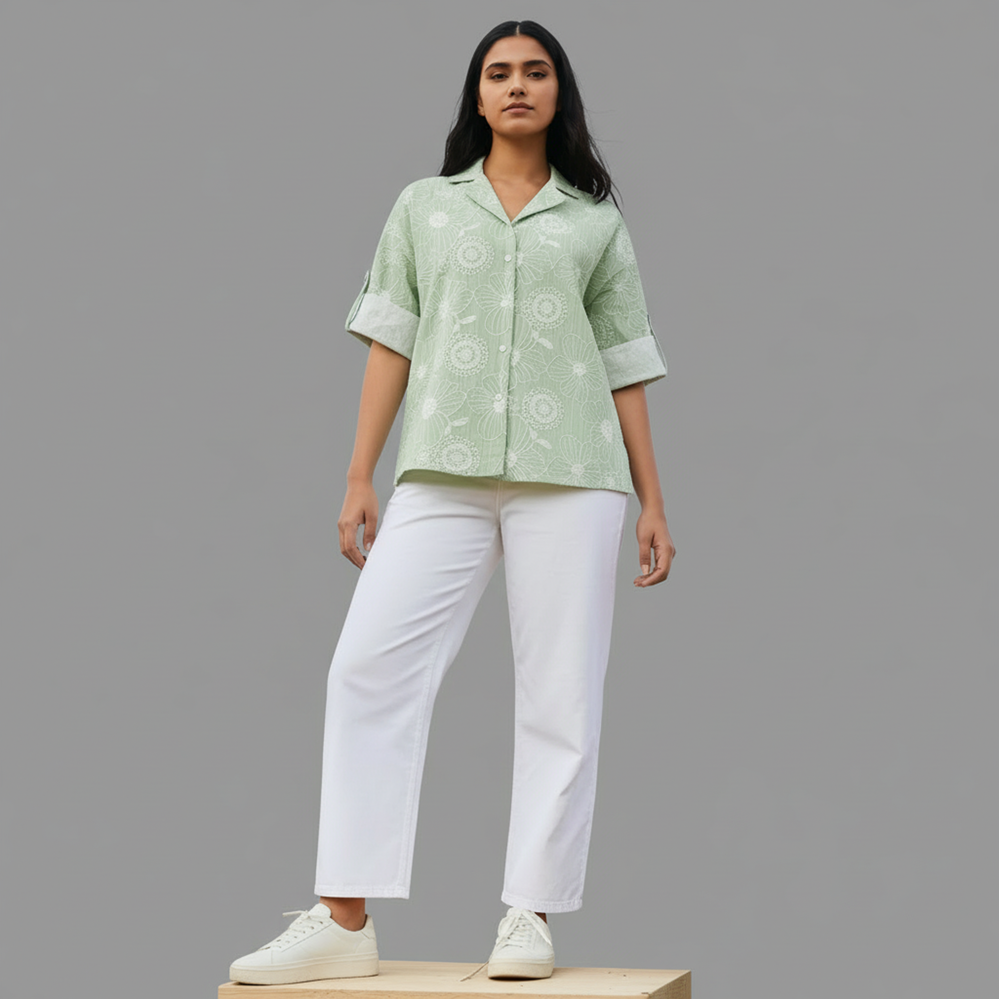 Floral Embroidery Shirt