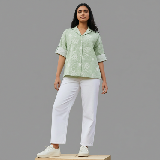 Floral Embroidery Shirt