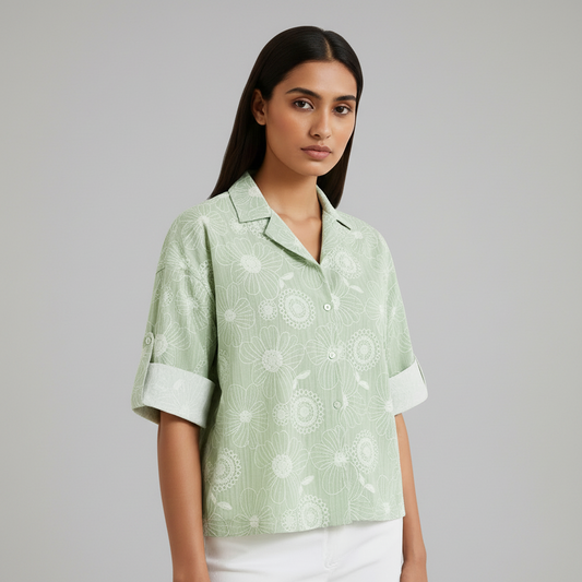 Floral Embroidery Shirt