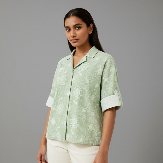 Floral Embroidery Shirt