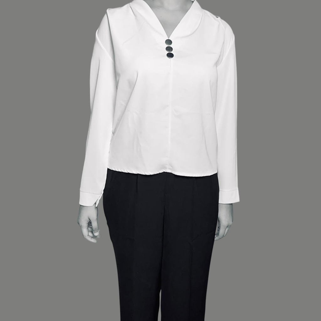 Casual Top V Neck Button Accent