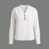 Classic V Neck Cusal Top With Button Accents