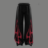 High Rise Flame Graphic Printed Wide Trousers