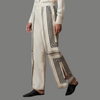 High Rise Geometric Print Side Slit Trousers