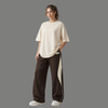 Contrast Panel Drawstring Wide Leg Sweatpants Trousers