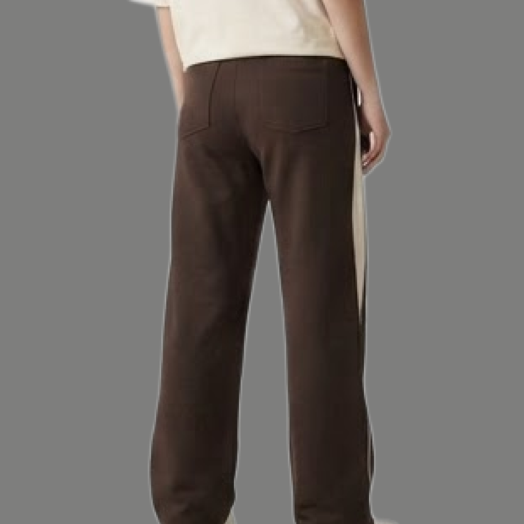 Contrast Panel Drawstring Wide Leg Sweatpants Trousers