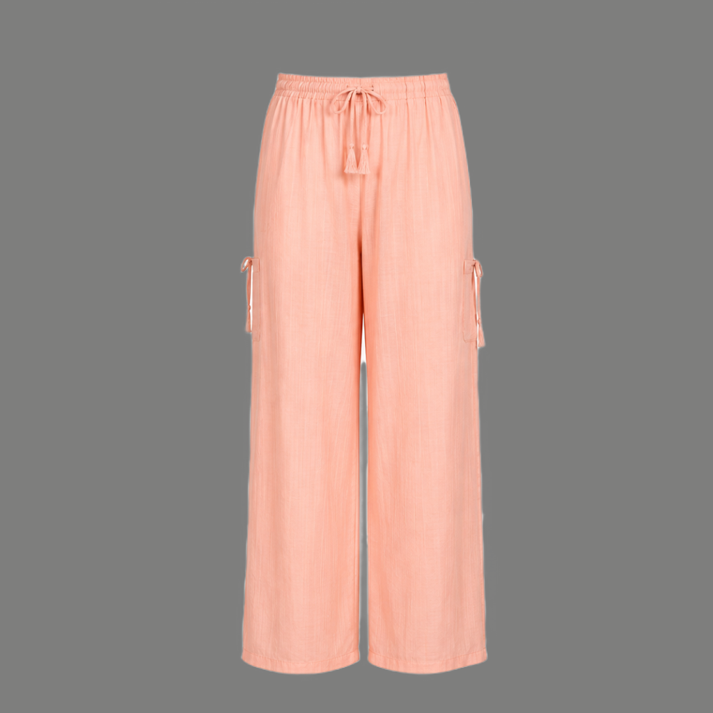 High Rise Drawstring Pocket Wide Leg Trousers