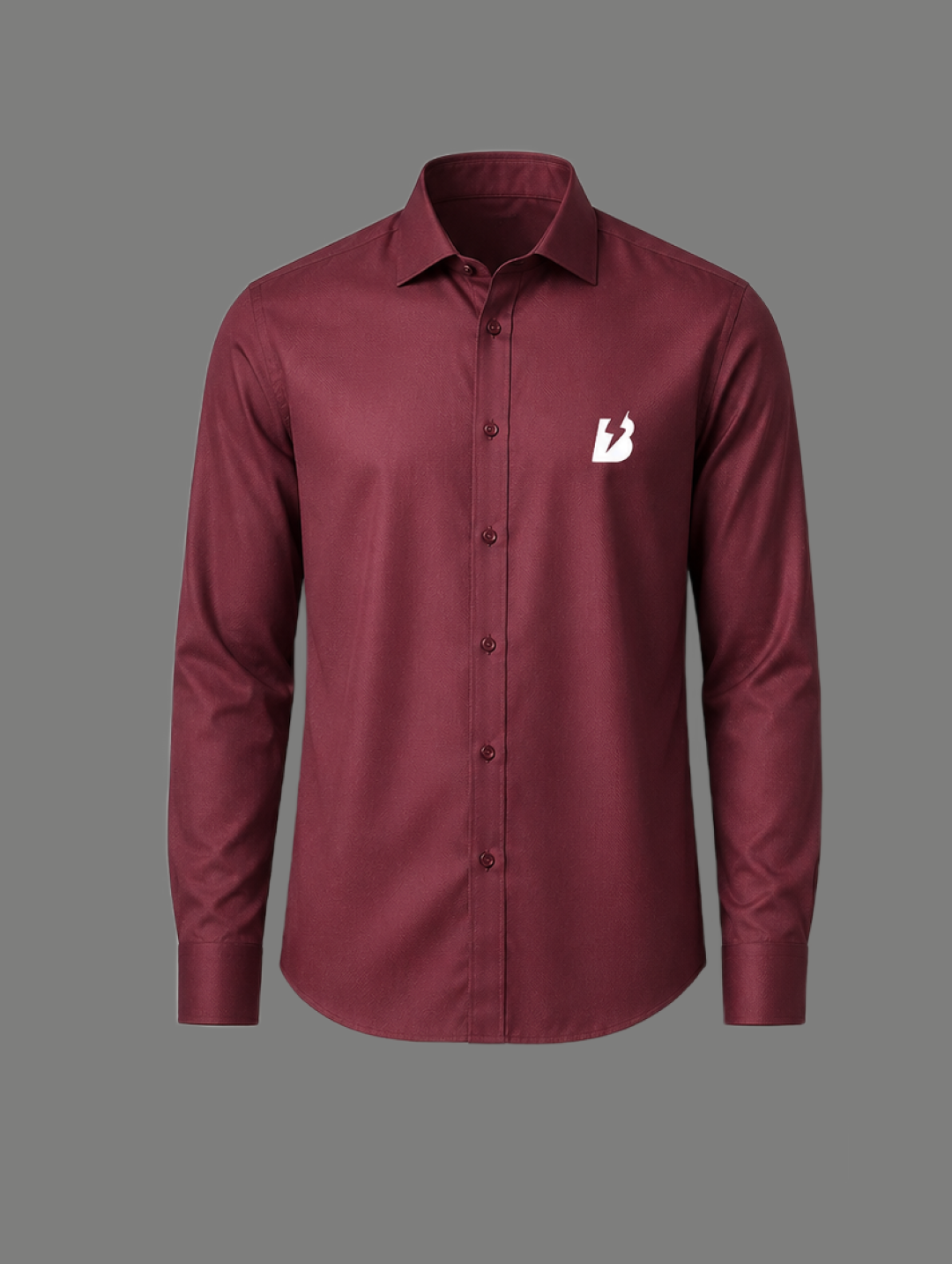 Textured Wine Red Button-Down Shirt