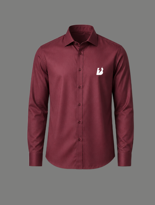 Textured Wine Red Button-Down Shirt