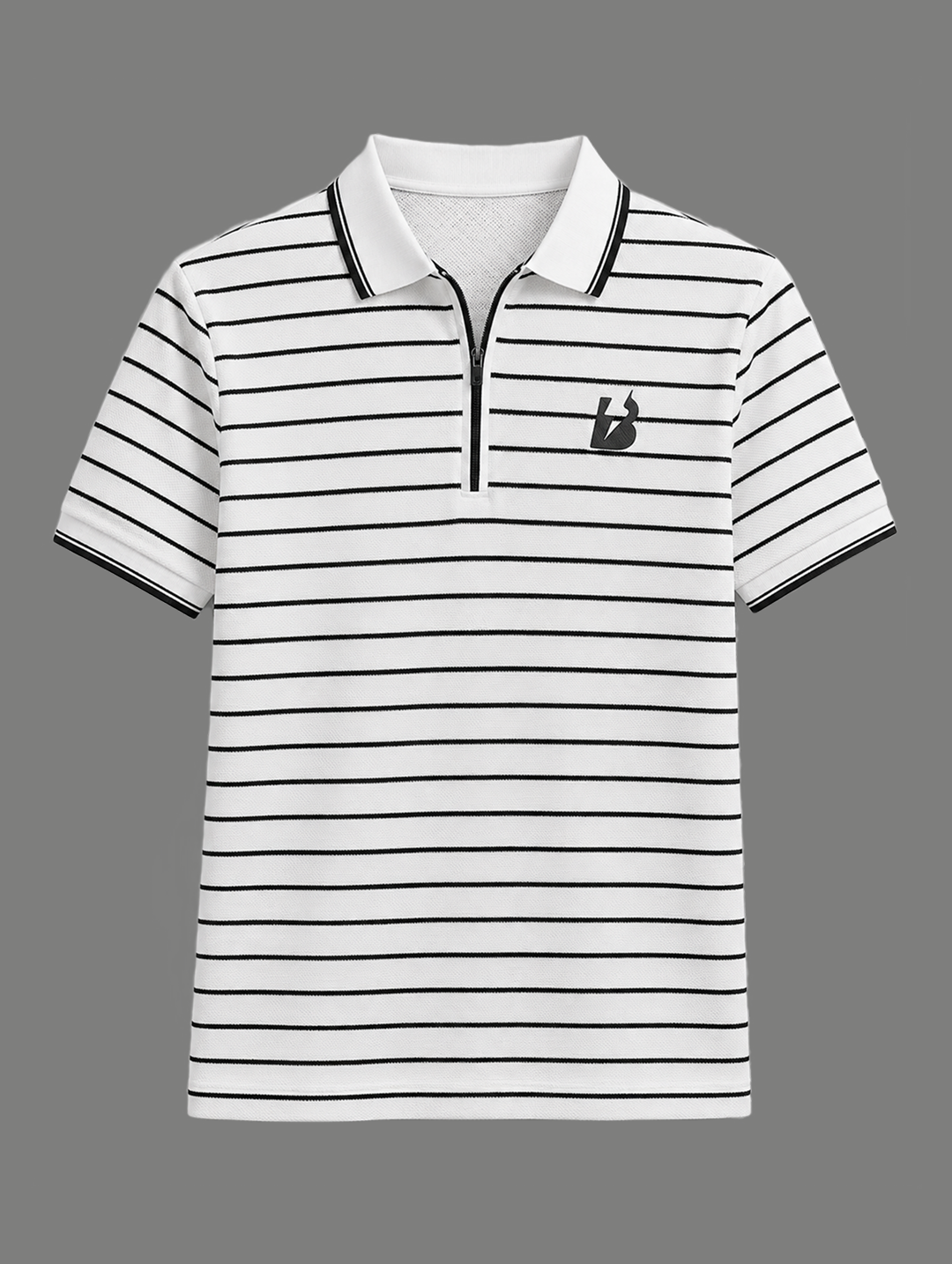 Stripped Quater zipper Polo