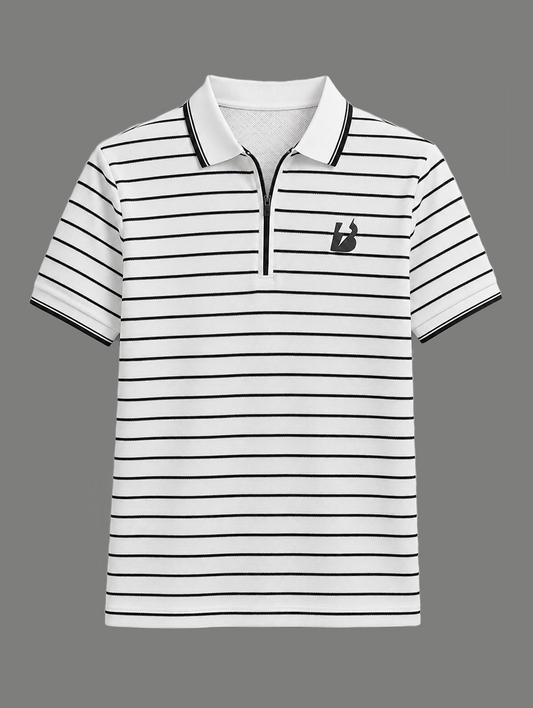 Stripped Quater zipper Polo