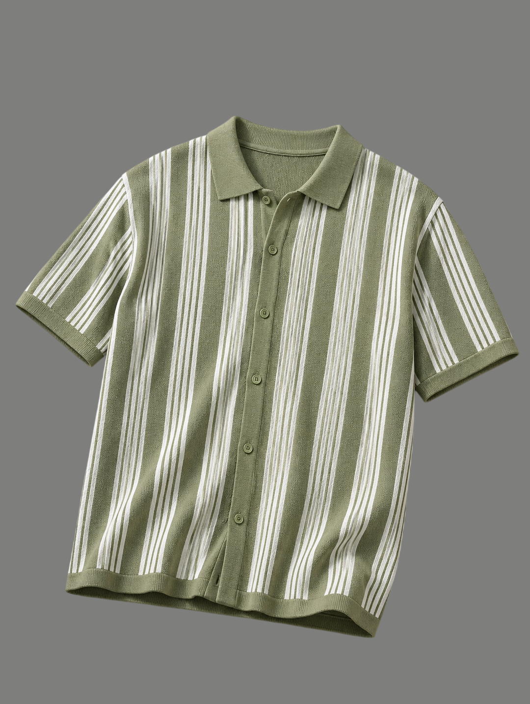 Olive Stripe Short Sleeve Knit
