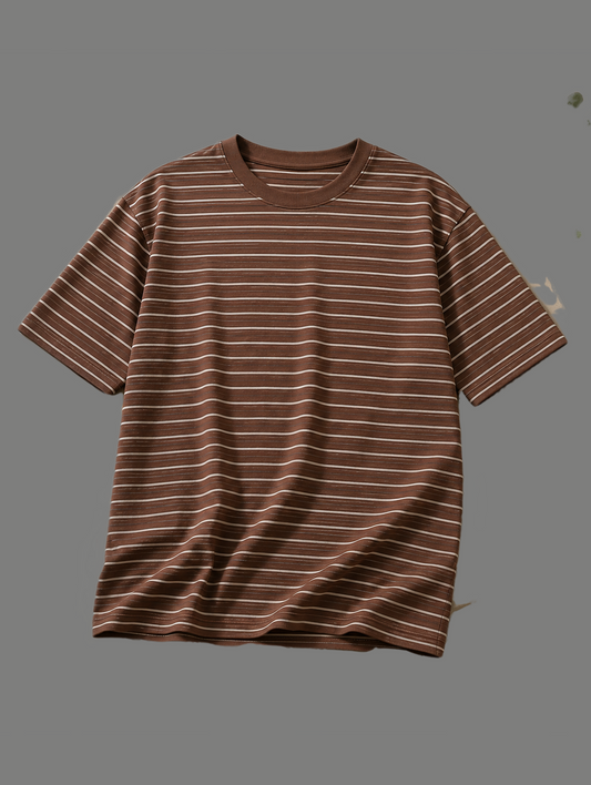 Relaxed Fit Fine Stripe Short Sleeve Tee