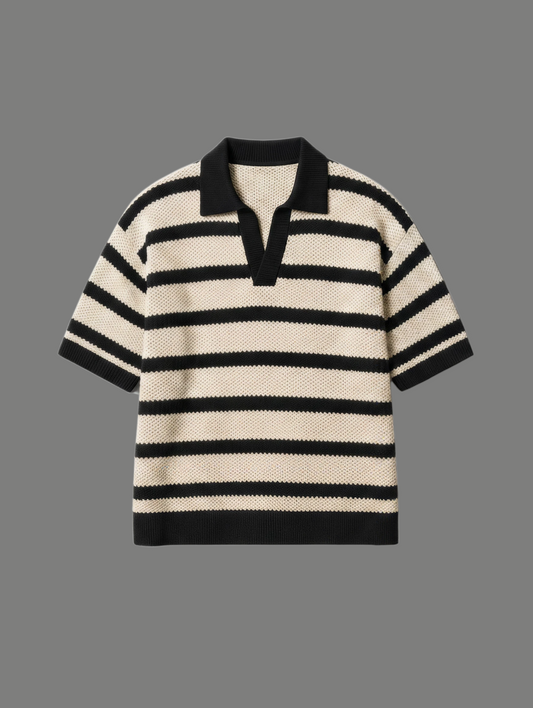 Casual Loose Fit Open Collar Polo