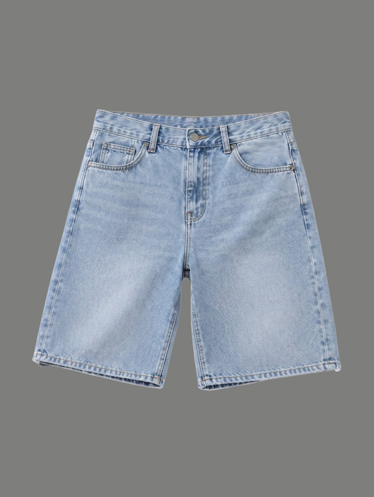 Oversized Wide Leg Light Wash Denim Jorts