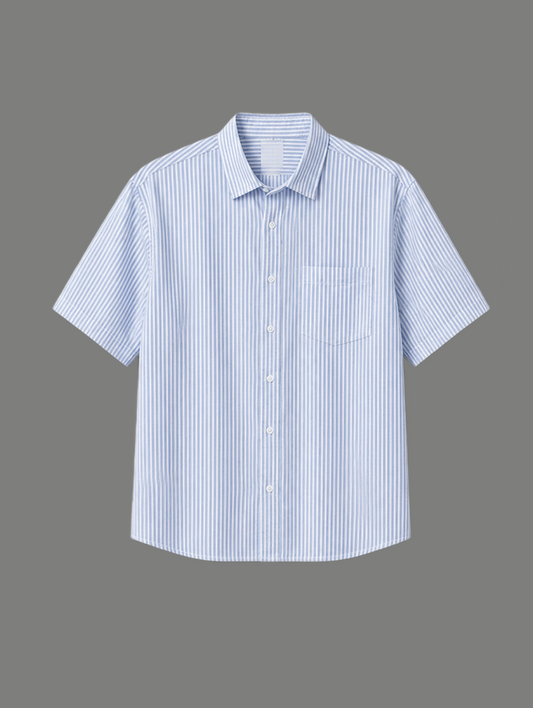 Relaxed Fit Vertical Stripe Pocket Button Down