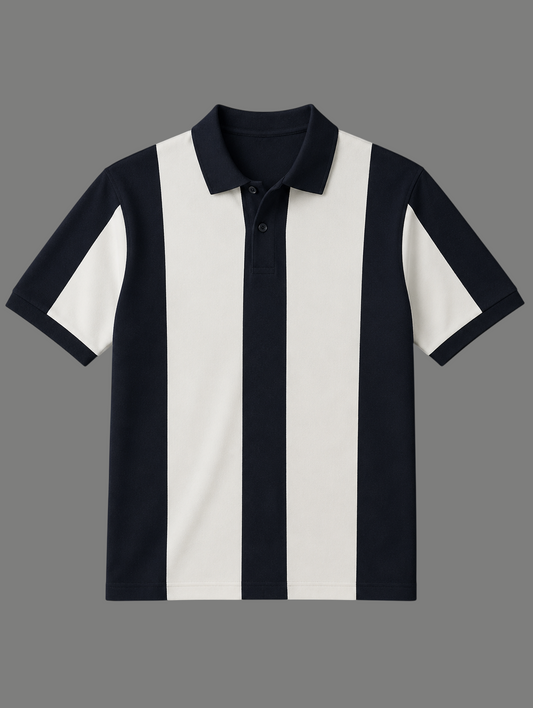 Vertical Striped Textured Polo
