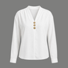 Casual Top V Neck Button Accent