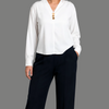 Casual Top V Neck Button Accent