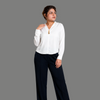 Casual Top V Neck Button Accent