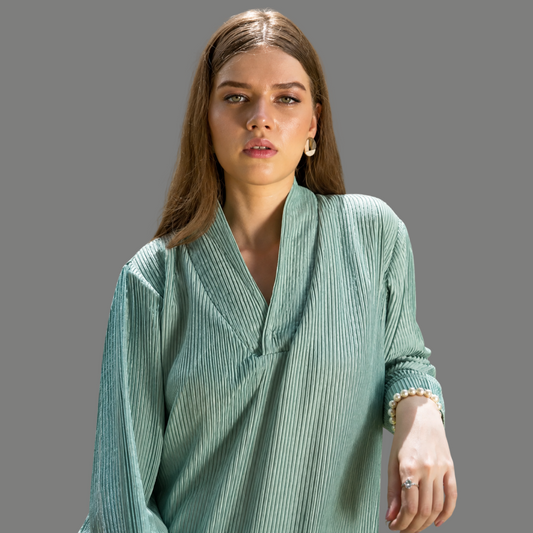 Saga Green Pleated Co-Ord Set