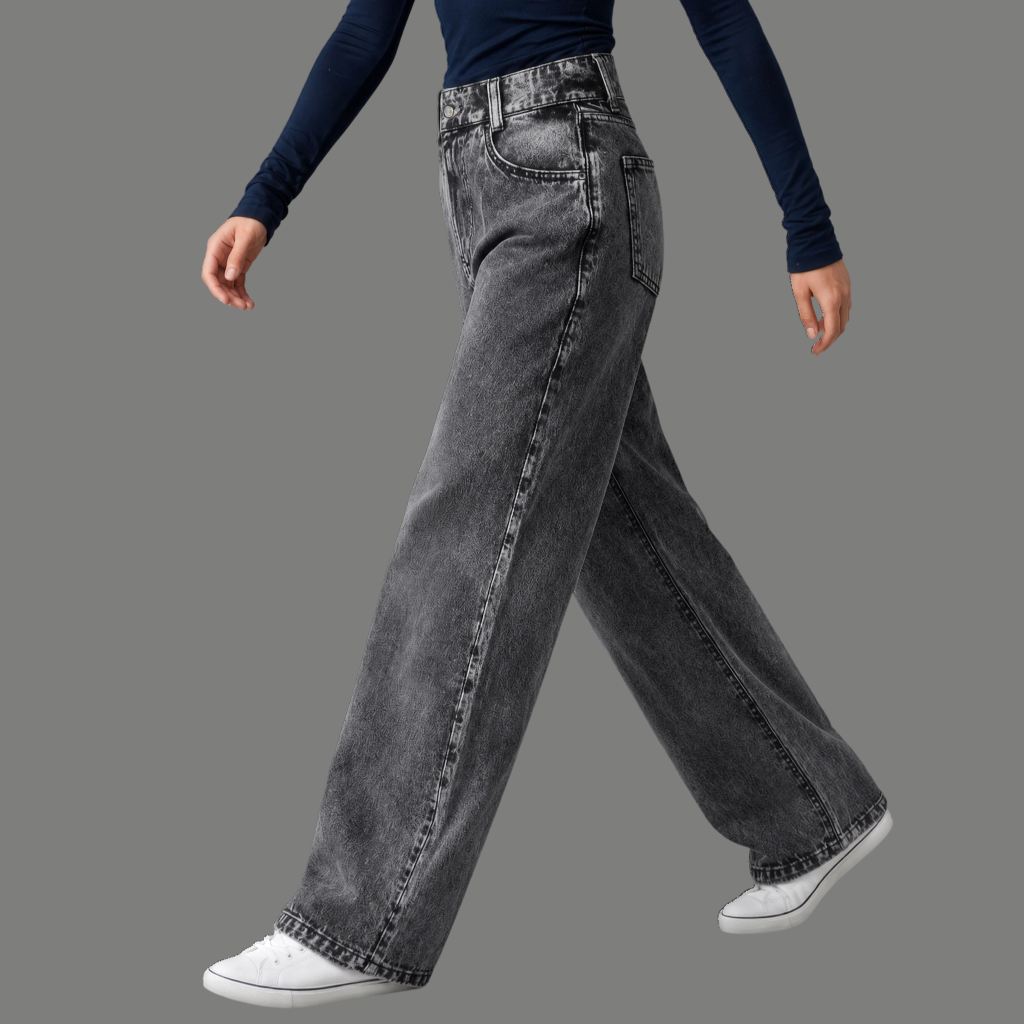 Urban Wide Leg Washed Baggy Denim Jeans
