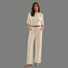 High Rise Textured Cable Knit Wide Trousers