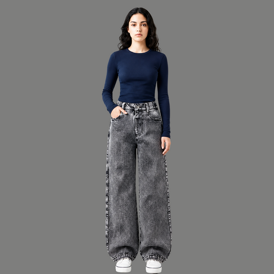 Urban Wide Leg Washed Baggy Denim Jeans