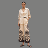 Geometric Waistband Graphic Hem Wide Leg Trousers