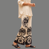 Geometric Waistband Graphic Hem Wide Leg Trousers