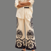 Geometric Waistband Graphic Hem Wide Leg Trousers