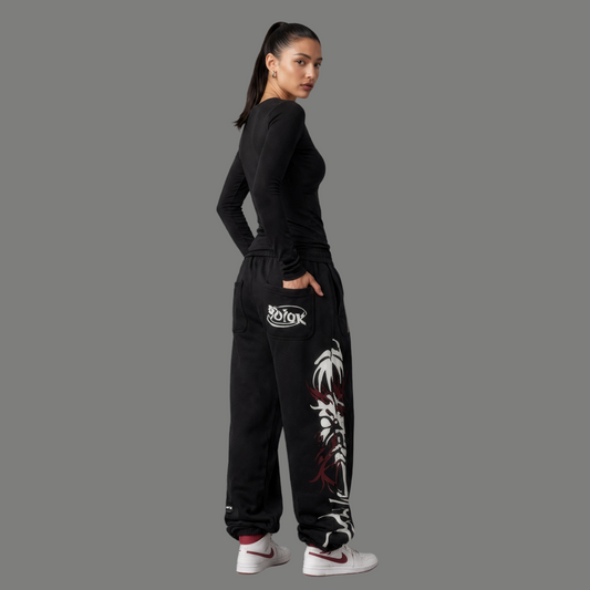High Waist Graphic Print Wide Leg Sweatpants
