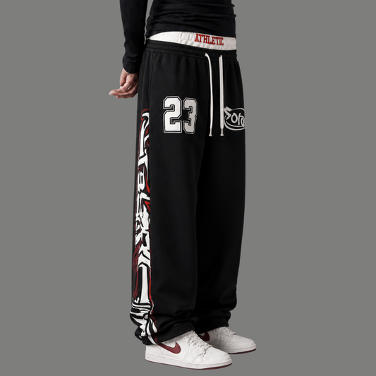 High Waist Graphic Print Wide Leg Sweatpants