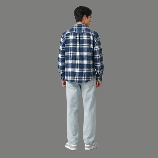 Relaxed Fit Plaid Long Sleeve Casual Shirt