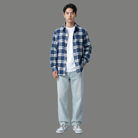 Relaxed Fit Plaid Long Sleeve Casual Shirt